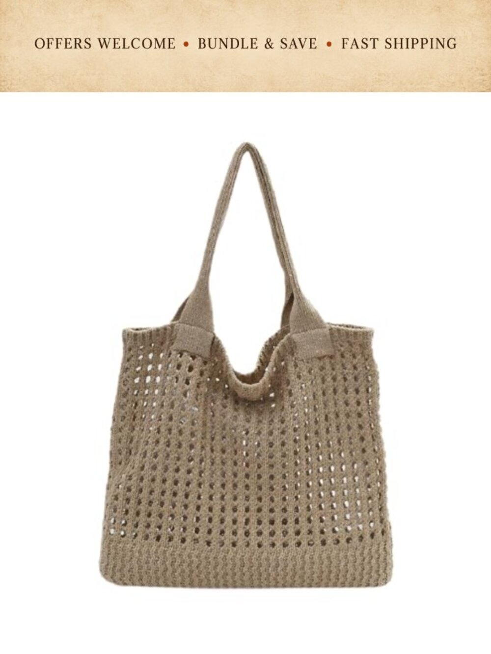 Crochet Mesh Beach Bag Women Summer Boho Tote Shoulder Bag